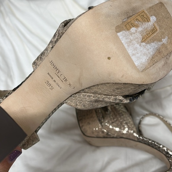 Jimmy Choo Heloise 120 Snake-Embossed Leather Platform Sandal 39.5 - Picture 10 of 13